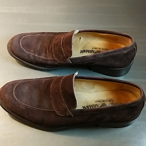 Giorgio Armani Suede Brown Italian Loafers Sz. 7 - Picture 4 of 6